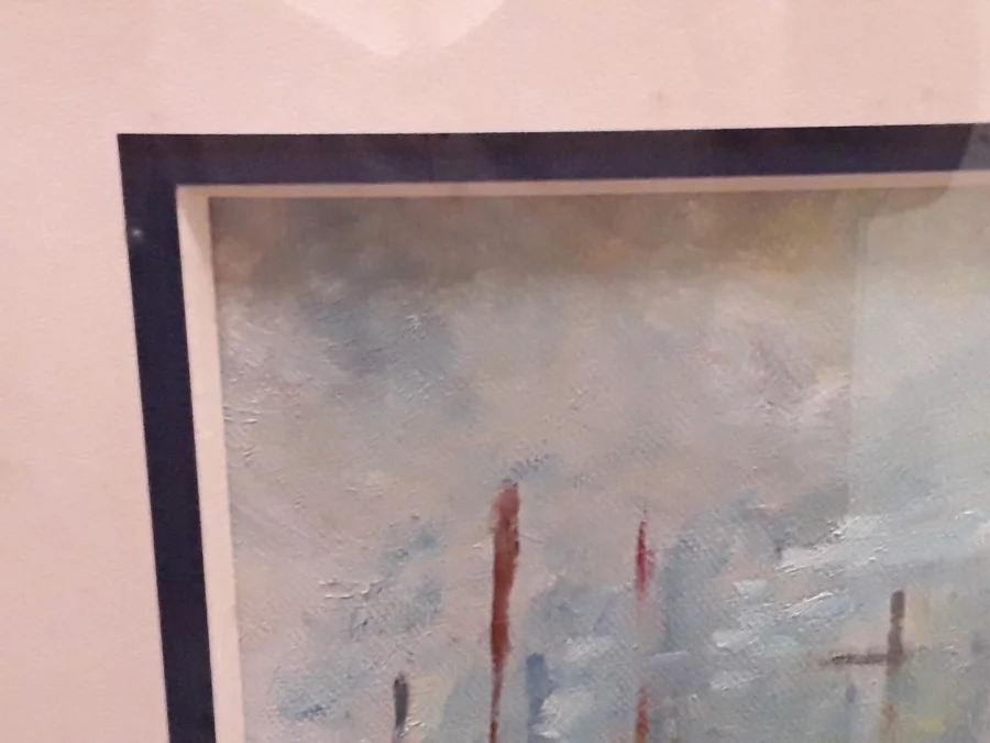 Peinture bateaux au port signé ( S.wintrebert )