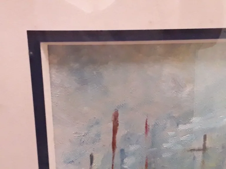Peinture bateaux au port signé ( S.wintrebert )