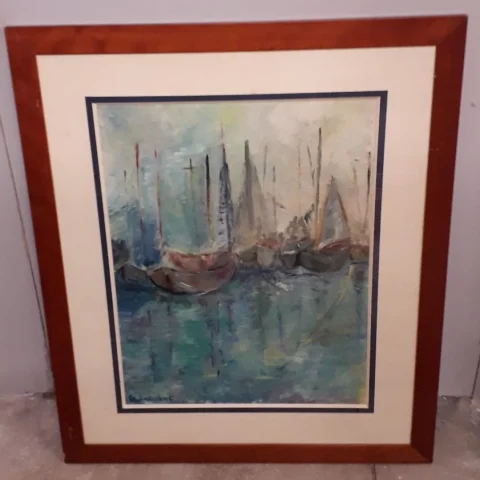 Peinture bateaux au port signé ( S.wintrebert )