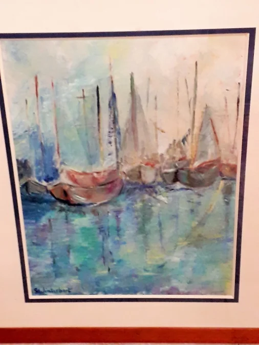 Peinture bateaux au port signé ( S.wintrebert )
