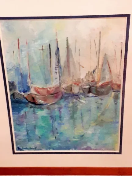 Peinture bateaux au port signé ( S.wintrebert )
