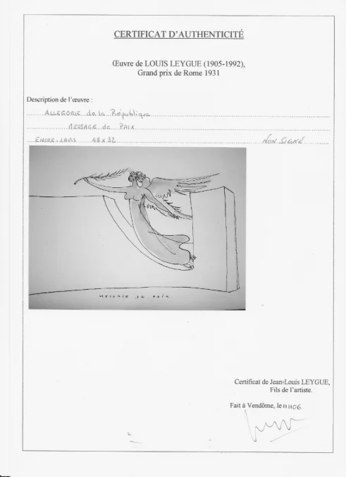 Louis Leygue 1905-1992 dessin encre et lavis non signé vendu avec certificat XXe siècle