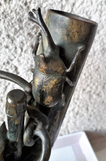 sculpture en bronze double vase époque art nouveau