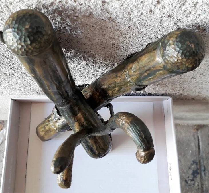 sculpture en bronze double vase époque art nouveau