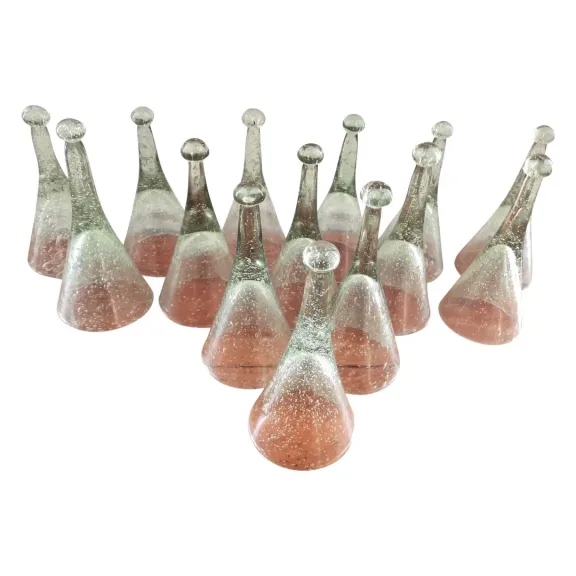 Série de 14 coupes à suspendre en verre de Biot bullé année 70s80s