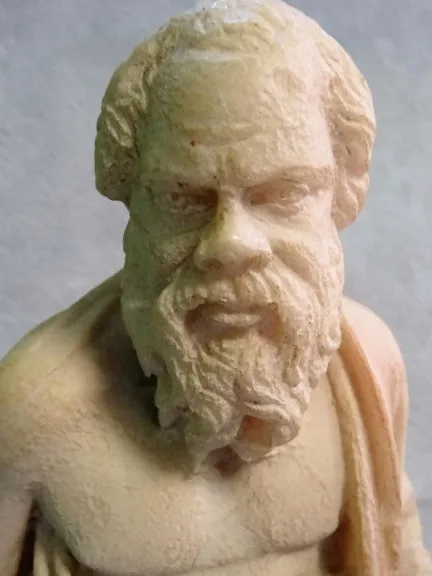 Statuette antique grecque représentation de Socrate en pierre recomposé socle en marbre XXème