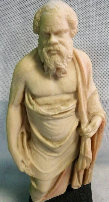 Statuette antique grecque représentation de Socrate en pierre recomposé socle en marbre XXème