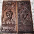 2 Panneaux 17ème en chêne Sculpté représentant homme et femme
