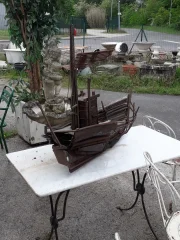 Sculpture en fer d'un bateau de pêche année 50