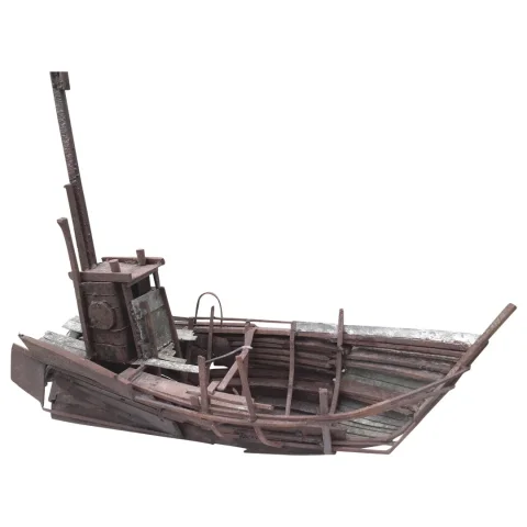 Sculpture en fer d'un bateau de pêche année 50