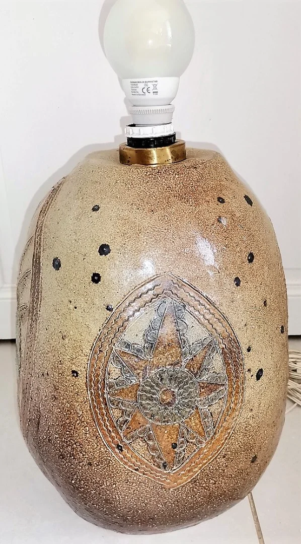 STONEWARE LAMP signed POUCHAIN