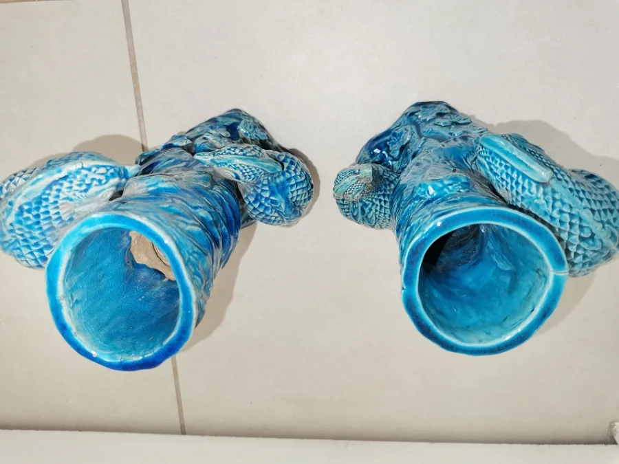 PAIR OF VASES IN BARBOTINE