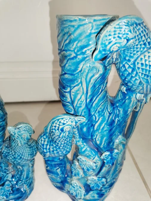 PAIR OF VASES IN BARBOTINE