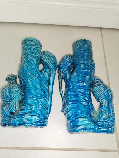 PAIR OF VASES IN BARBOTINE