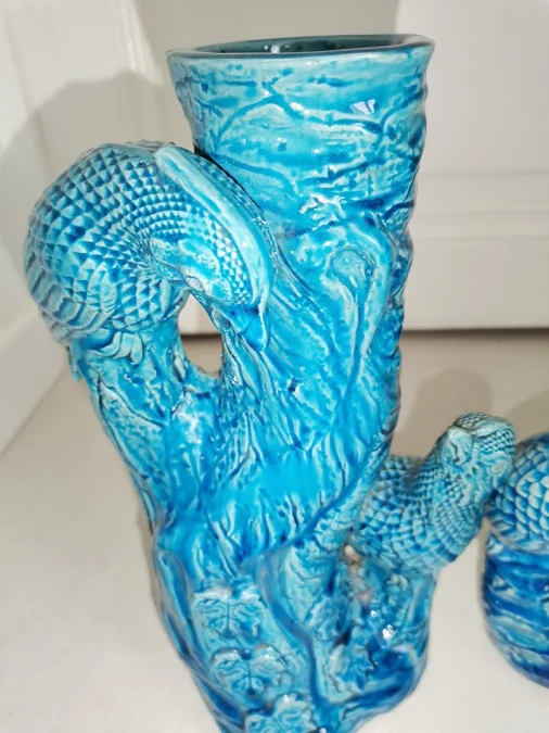 PAIR OF VASES IN BARBOTINE