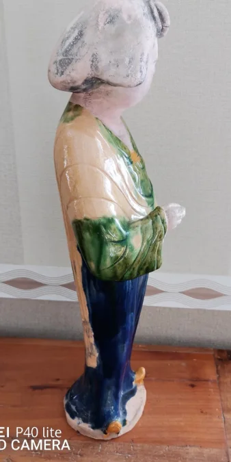 Statuette en terre cuite Dame de cour Chine haut 43cm XIXème siècle