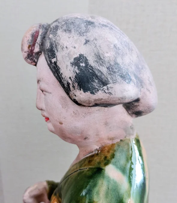 Statuette en terre cuite Dame de cour Chine haut 43cm XIXème siècle
