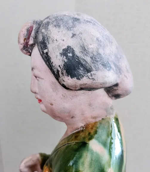 Statuette en terre cuite Dame de cour Chine haut 43cm XIXème siècle