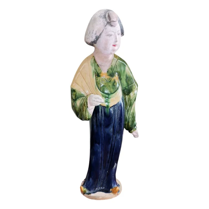 Statuette en terre cuite Dame de cour Chine haut 43cm XIXème siècle