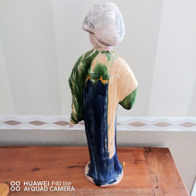 Statuette en terre cuite Dame de cour Chine haut 43cm XIXème siècle