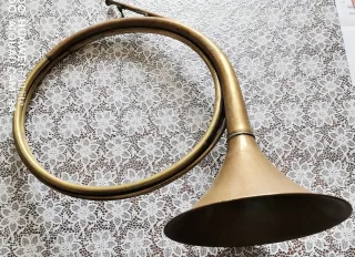 Ancien cor trompe de chasse en laiton début 20ème N°2