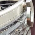 Rare Seau À Champagne ou à glaçons en cristal contour et anses en métal argenté