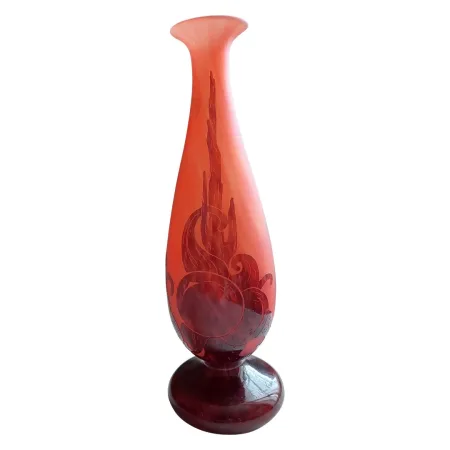 Vase art déco le Verre Français signé à décor prunes vers 1924 gravé a l'acide