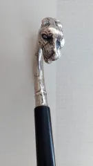 Canne de marche pommeau en argent forme tête panthère début xxème long 90 cm