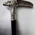 Canne de marche pommeau en argent forme tête aigle début xxème long 90 cm