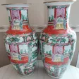 Paire de vases en porcelaine Chinoise de Macau fin 19ème haut 45.5 diam 20 cm