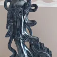 Sculpture chinoise en pierre de lard sur socle en bois début 20eme haut 33.2 cm