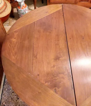 Table ronde demie lune en noyer avec 1 tiroir 1 abatant époque Louis Philippe 19eme