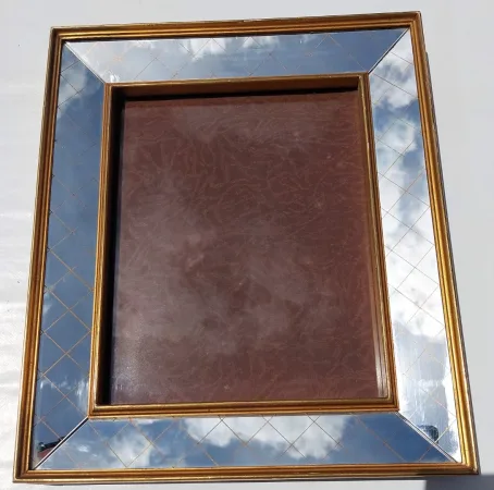 Cadre a photo avec coté en miroir année 50 /haut 39,5 larg 33.8 cm