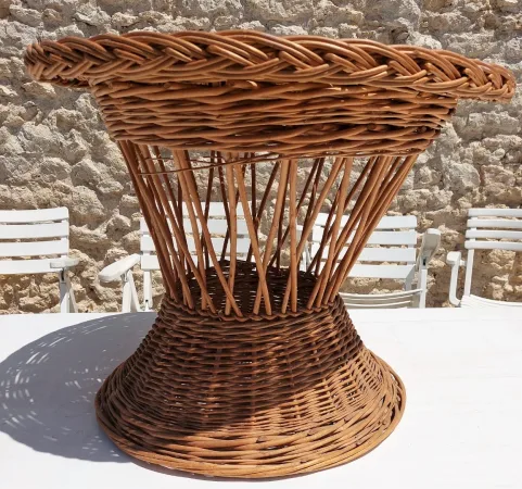 Table basse en rotin année 50 ou 60