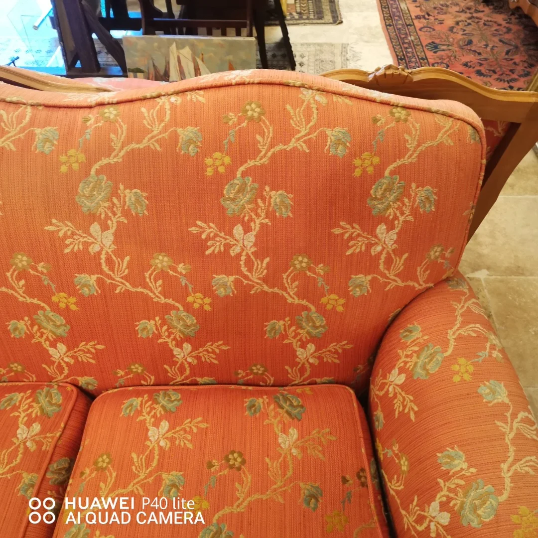 Banquette fauteuils bergère Louis XV en merisier blond début 20ème