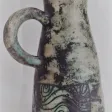 Pichet  vase vintage en céramique française par Jacques Blin (circa 1950s)vase vert décor oiseau Shadock