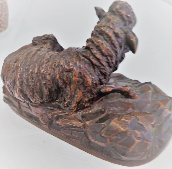 Sculpture, brebis avec son agneau - signé Buci - Bronze (patiné) - Fin du XIXe siècle