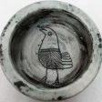 Vide poche ou coupe vintage en céramique Jacques Blin (circa 1950s) vert décor oiseau Shadock