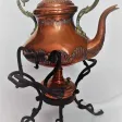 Bouilloire théière en cuivre avec support réchaud Jugendstil antique haut43 cm