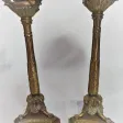 Paire de bougeoirs style louis XVI en bronze patine brune