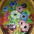 Cadre de Fleurs anémones Email Par Camille Fauré à Limoges 1950