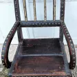 Fauteuil Marocain de mariage avec cuir clouter et laiton sur bois 19eme siecle