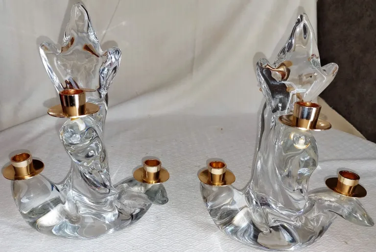 Paire de Bougeoir en crystal signé maison Schneider (France)années 60-70