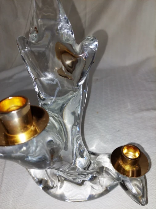 Paire de Bougeoir en crystal signé maison Schneider (France)années 60-70