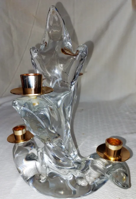 Paire de Bougeoir en crystal signé maison Schneider (France)années 60-70