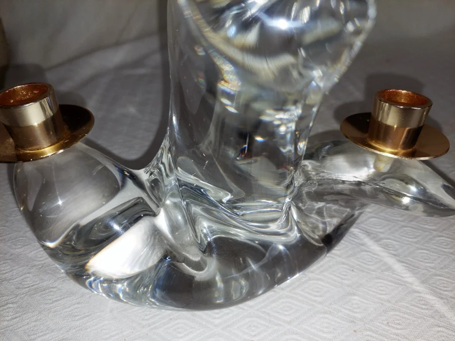 Paire de Bougeoir en crystal signé maison Schneider (France)années 60-70