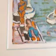 Tableau gouache sur papier scène de plage signé Henri Chapeau milieu XXème