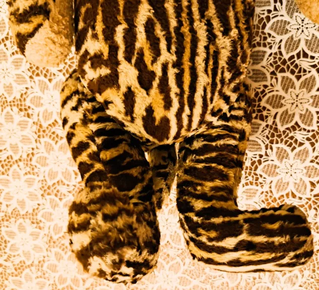 Peluche Léopard avec les yeux de verre années 1920 ou 1930 haut 40 cm