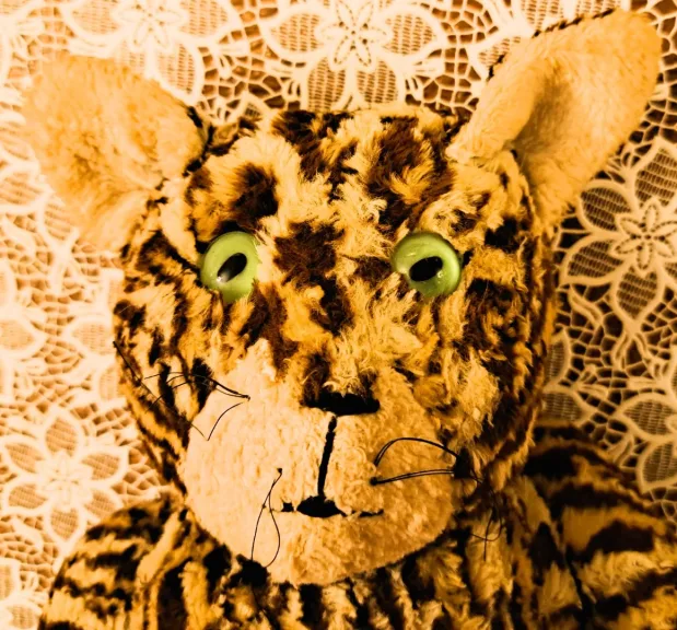 Peluche Léopard avec les yeux de verre années 1920 ou 1930 haut 40 cm