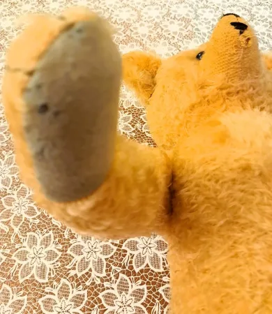 Ours en peluche avec les yeux de verre année 1920 ou 1930 haut 57 cm